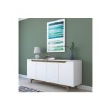 Buffet con 4 Puertas y Patas de Madera Resistente - Nogal-Blanco - 180x45x78,5cm