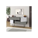 Buffet Moderno con Acabado en Mármol Gris Antiguo y Blanco, 145x40x82 cm, Patas Metálicas
