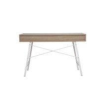 Mesa de Estudio y Trabajo con Cajones, Blanco y Roble, 120x48x76cm, Patas Metálicas - Moderna y Duradera
