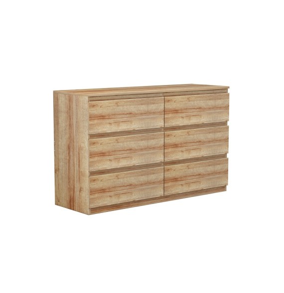 Cómoda de 6 Cajones con Amplio Espacio de Almacenaje - Color Natural - 120x40x75 cm - Mueble Moderno para Dormitorio.