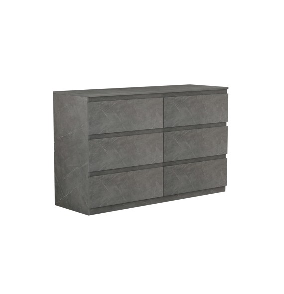 Cómoda de 6 Cajones con Amplio Espacio de Almacenaje - Mármol Gris - 120x40x75 cm - Mueble Moderno para Dormitorio.