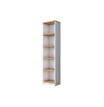 Mesa de Trabajo con Estantería y 2 Cajones, Color Blanco-Natural, 160x50x161.8 cm.