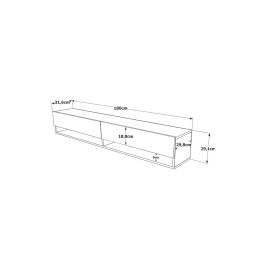 Mueble de TV de Pared Moderno Roble - 180x31,5x29,5 cm - 2 Cajones y Estantes.