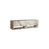 Mueble TV Moderno con 1 Puerta y Estantes en Melamina Color Mármol Marfil - 100x31.5x29.6cm