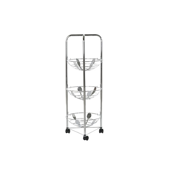 VERDULERO FRUTERO METAL CROMADO 28X28X74 RUEDAS PLATEADO (SALDO-SIN DEVOLUCION)