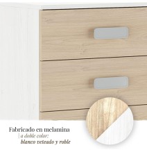 Meyvaser -Sinfonier 5 Cajones, Cómoda, Acabado en Blanco y Nordico, Medidas: 60 cm (An) x 108,5 cm (Al) x 38 cm de (Fon)