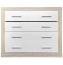 Meyvaser - Cómoda con 4 Cajones, Sinfonier, Color Cambria y Blanco, Medidas: 60 cm (An) x 81.5 cm (Al) x 39.5 cm (Fo)