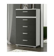 Sinfonier 5 Cajones, Cómoda, Color Blanco y Grafito, Medidas: 60 cm (Largo) x 109,4 cm (Alto) x 39,6 cm de (Fondo) – Meyvaser