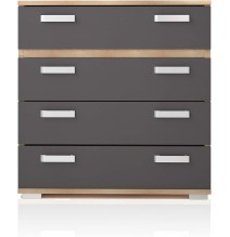 Cómoda 4 Cajones, Color Cambria y Grafito, Medidas: 89 cm (Largo) x 89,6 cm (Alto) x 39,6 cm de (Fondo) Meyvaser