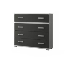 Comoda 4 Cajones, Color Blanco y Grafito, Medidas: 89 cm (Largo) x 89,6 cm (Alto) x 39,6 cm de (Fondo) Meyvaser