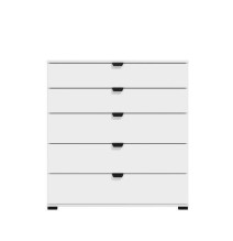 Cómoda de 5 Cajones para Dormitorio en Blanco, Gran Espacio Almacenamiento, Estilo Moderno, 90x40x95 cm