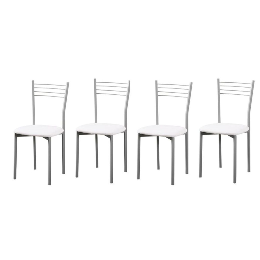Pack de 4 Sillas Modernas para Cocina y Comedor – Metálicas Gris y Blanco, Dimensiones: 40 x 41 x 85 cm.