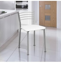 Pack de 4 Sillas de Cocina – Metálicas en Acabado Gris y Blanco, Medidas: 40 cm x 41 cm x 63 cm