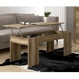 Mueble de Comedor, Color Cañón, Medidas: 230 cm (Anc) x 212 cm (Al) x 41,4 cm (Fon) + Mesa Centro Elevable 45,2x100x50