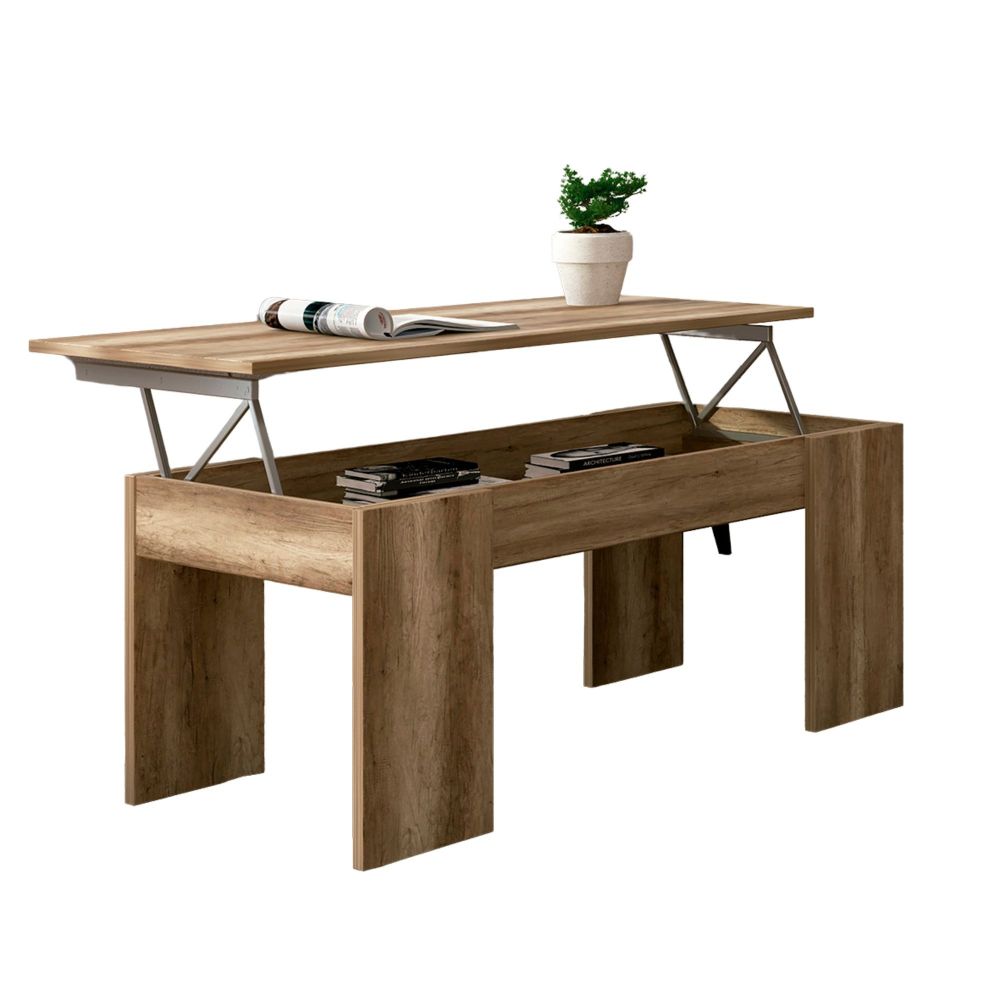 Mueble de Comedor, Color Cañón, Medidas: 230 cm (Anc) x 212 cm (Al) x 41,4 cm (Fon) + Mesa Centro Elevable 45,2x100x50