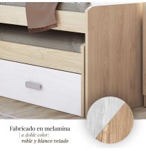 Cama Nido Juvenil Doble con Cajones de Almacenaje – Puccini Andersen, 198.4 cm Largo x 98 cm Ancho x 72 cm Alto