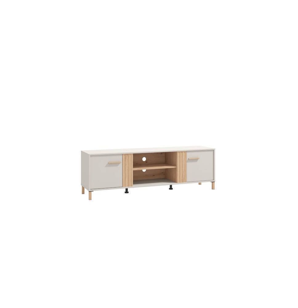 Mueble TV en Melamina Color Cashmere y Roble Artisan con 2 Puertas - Medidas 163,5x40x52 cm