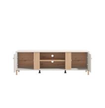 Mueble TV en Melamina Color Cashmere y Roble Artisan con 2 Puertas - Medidas 163,5x40x52 cm