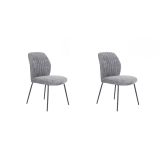 Pack de 2 Sillas Tapizadas en Tela Gris con Patas en Acabado Negro, Asiento y Respaldo Ergonómicos, Medidas 61x47x89 cm
