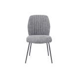 Pack de 2 Sillas Tapizadas en Tela Gris con Patas en Acabado Negro, Asiento y Respaldo Ergonómicos, Medidas 61x47x89 cm