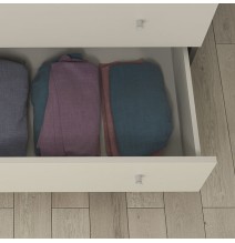 Cómoda con 5 Cajones, para Dormitorio, Acabado en Color Blanco, Medidas: 80 cm (Ancho) x 114,6 cm (Alto) x 48 cm (Fondo)