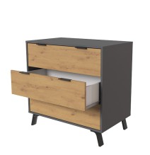 Cómoda con 3 Cajones, para Dormitorio, Acabado en Color Gris/roble, Medidas: 80 cm (Ancho) x 78,2 cm (Alto) x 48 cm (Fondo)