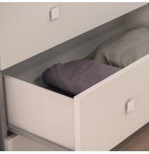 Cómoda con 3 Cajones, para Dormitorio, Acabado en Color Cemento Blanco, Medidas: 80 cm (Ancho) x 70 cm (Alto) x 48 cm (Fondo)