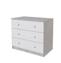 Cómoda con 3 Cajones, para Dormitorio, Acabado en Color Cemento Blanco, Medidas: 80 cm (Ancho) x 70 cm (Alto) x 48 cm (Fondo)
