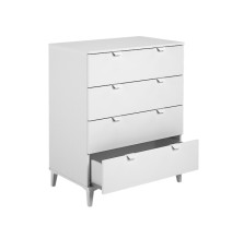 Cómoda con 4 Cajones, para Dormitorio, Acabado en Color Blanco, Medidas: 80 cm (Ancho) x 98 cm (Alto) x 48 cm (Fondo)